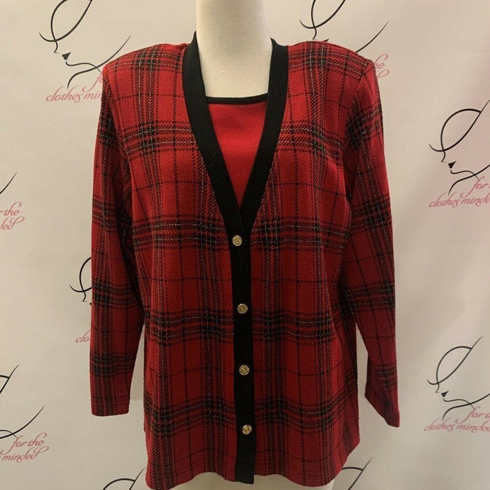 No Brand. XL? Wool Type Knit Cardigan with Faux 1/2 Cami or Tank. Metallic. B28